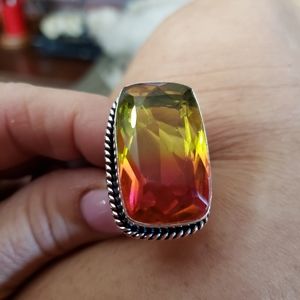 Rect. Multi Tourmaline 925 Ring!
